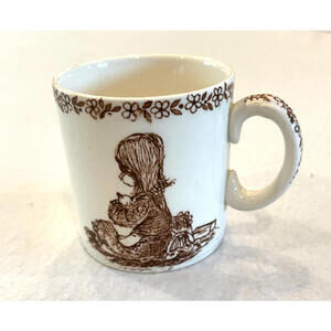 Alfred Meakin - England - Brown Floral Border - Child's Mug ~ Boy & Girl ~ Vtg